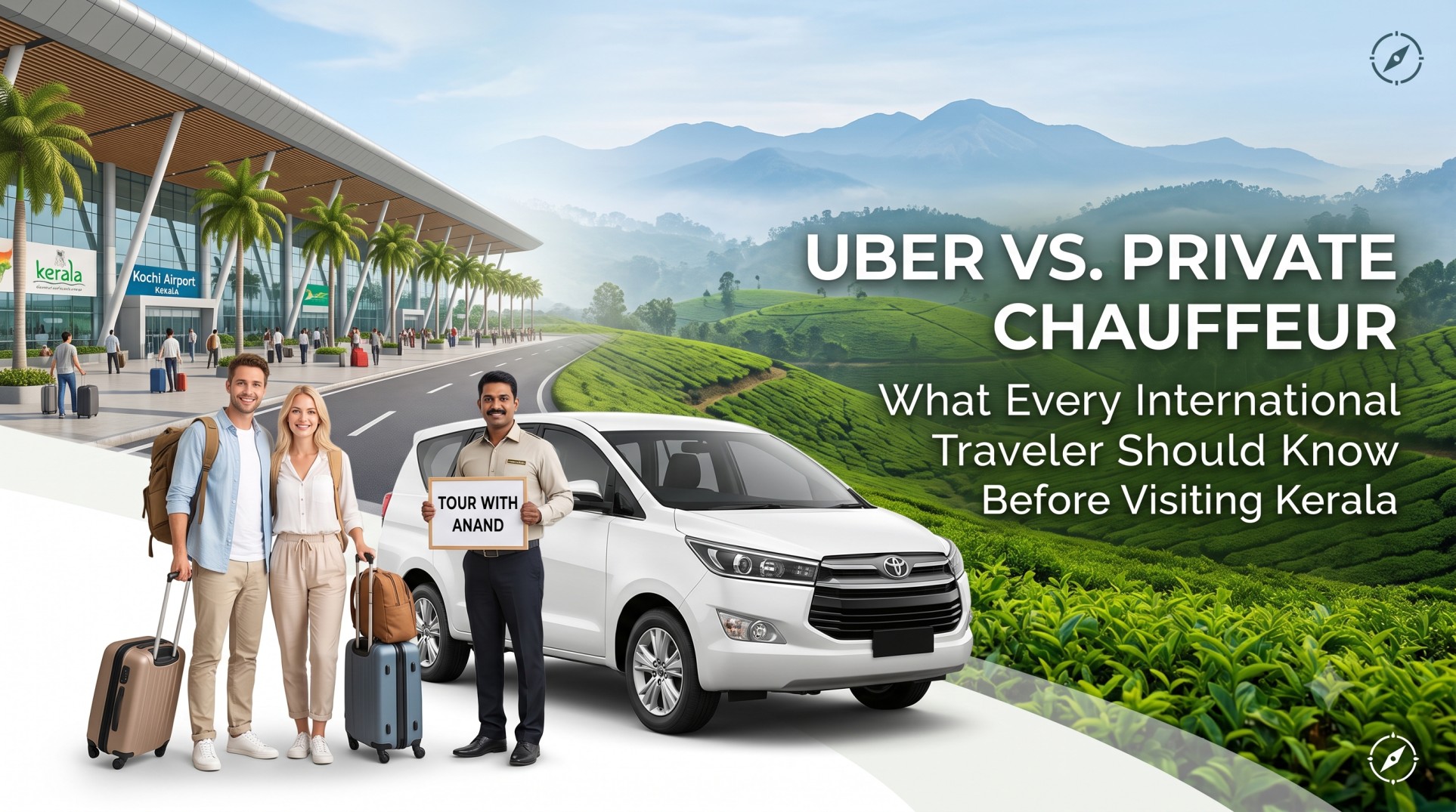 Tour With Anand guide showcasing a Toyota Innova Crysta for international travelers in Kerala